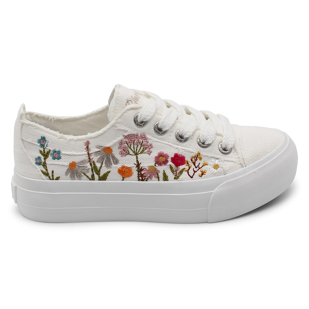 Blowfish Women\'s Sadie-Sun Platform Sneaker - White Embroidered Canvas Blowfish Women\'s Sadie-Sun Platform Sneaker - White Embroidered Canvas
