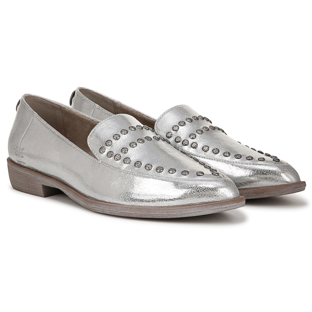 Blowfish Women\'s Harper Loafer Flat - Silver Metallic Faux Leather Blowfish Women\'s Harper Loafer Flat - Silver Metallic Faux Leather