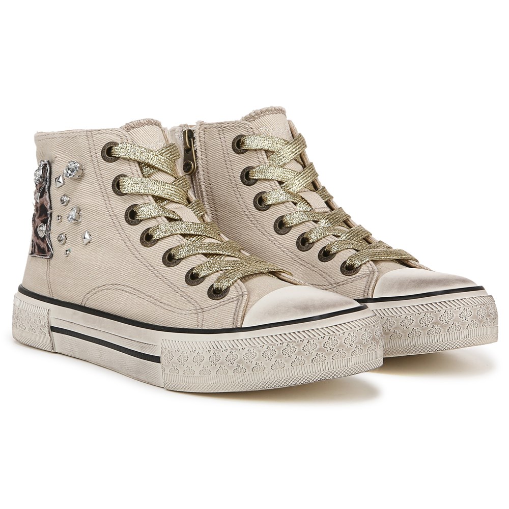 Blowfish Women's Kimber-Hi High Top Sneaker - Beige Acid Wash Twill Blowfish Women's Kimber-Hi High Top Sneaker - Beige Acid Wash Twill